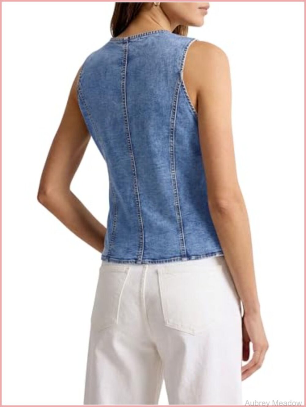 Women's Sleeveless Stretch Denim Vest Western Button Down Casual Summer Top - Picture 2 of 3